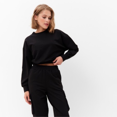 Women's costume (trousers, sweatshirt) minku: casual collection color black, size 44-1