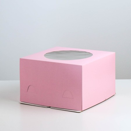 Confectionery packaging with a window, pink, 30 x 30 x 19 cm