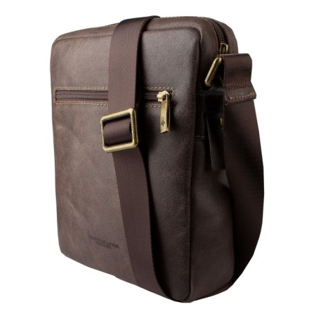 Male bag, lightning department, 1 external pocket, adjustable belt, brown color-1