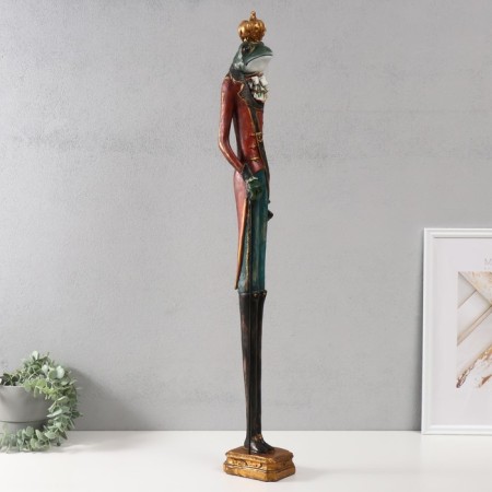 Souvenir Polystone "Frog in the crown with a cane" 12.5x10x85.5 cm-1