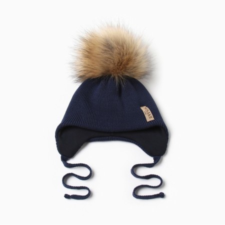 Children's hat with insulation, rn 42-44, dark blue color