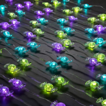 Smart garland “thread” 10 m with nozzles “sweets”, IP20, transparent thread, 66 LED, glow RGB, USB-2