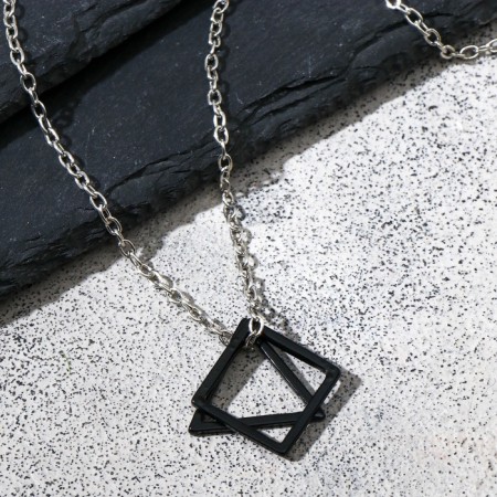 Unisex “Geometry” pendant, black color, 62 cm-2