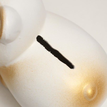 Piggy bank "Bear" white with gold, 11cm-3