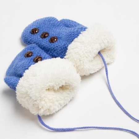 Baby mittens Minaku with buttons, 15 rr (15 cm), central blue-2