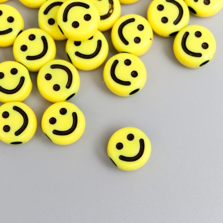 Beads for creativity Plastic "Yellow Smile" Circle set 20 g 0.5x1x1 cm-1