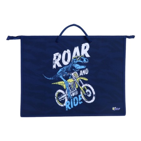 Folder for drawings and drawings A3, 470 x 345 x 50 mm, handles, plastic/textiles, lightning from above, onyx PR 3 -20, dino ride