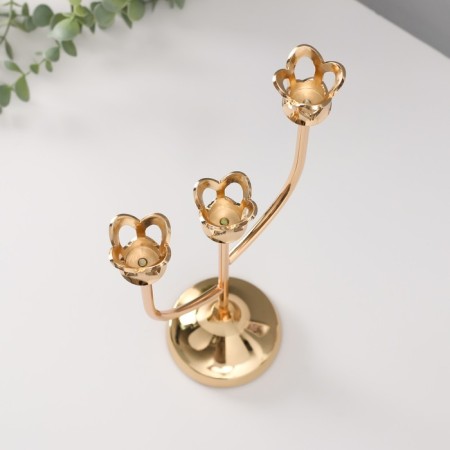 Summary Metal for 3 candles "Flower itself" d = 2 cm gold 16x9x36 cm-4