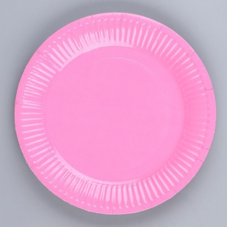 Disposable plate plate plain, pink color 18 cm, set 10 pieces-1