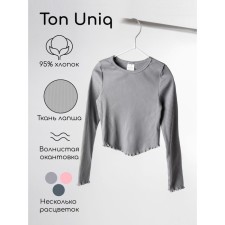 TOP for girls with long UNIQ sleeves, height 146 cm, gray color