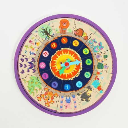Children's development hours 2B1 "Clock+Puzzle" 22.5 × 22.5 × 1 cm