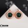 Earrings with rhinestones "Edel" circle, emerald color in pink gold
