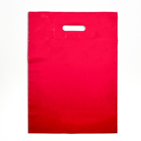 Polyethylene package with a cut handle, pink 30-40 cm, 70 μm