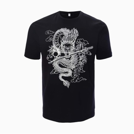 T -shirt male "Dragon", black color/white print, size 58-5