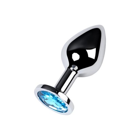 Anal plug with the Toyfa Metal rhinestone, silver, topaz, 8 cm, d = 3.4 cm-1