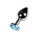 Anal plug with the Toyfa Metal rhinestone, silver, topaz, 8 cm, d = 3.4 cm