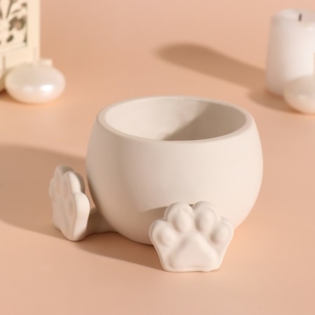 Circular candlestick with paws 7*12.5 cm white-4