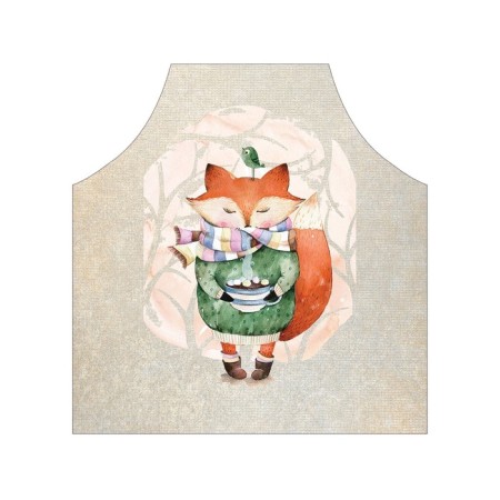 Apron of a kitchen with a “cozy fox” photo print, adjustable, size OS-2