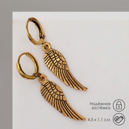 Earrings "Wings" solo, color black gold