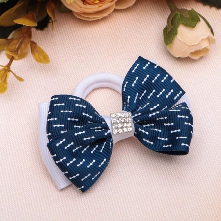 Hair elastic band "Schoolgirl" Balt Strochi, 6.5 cm, blue-white