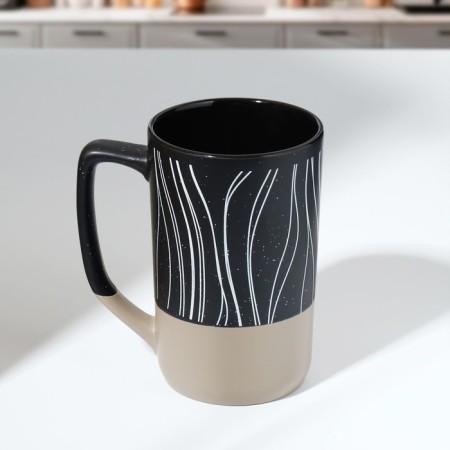 Ceramic "abstraction" mug, 500 ml, black color-1