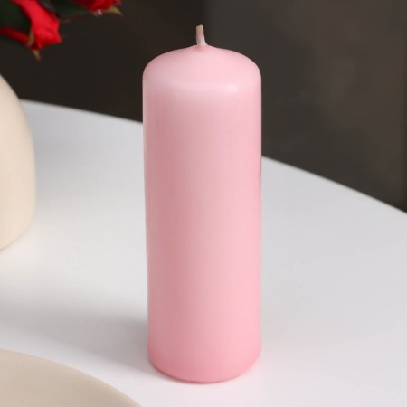 Candle - cylinder, 4 × 12 cm, 15 hours, light pink-1