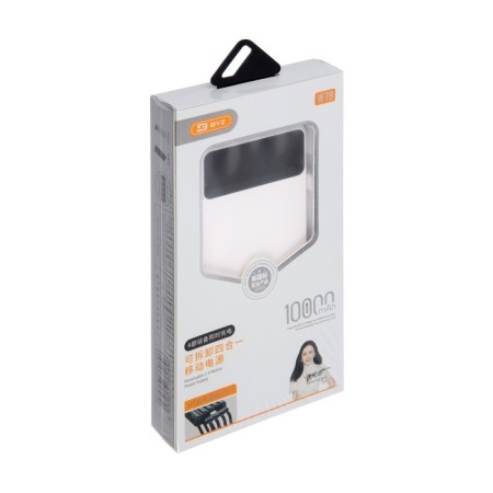 External BYZ W79, 10,000 mAh, Type-C, USB, 2 A, display, cable 4, display, white-10