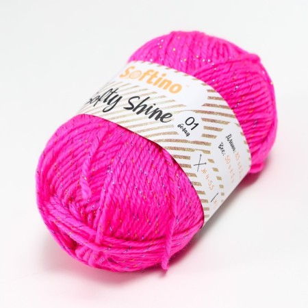Yarn 70% acrylic, 30% silk "Softy Shine" 50 g 85 m color 02 bright pink-1