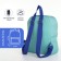 A backpack with a zipper, an outer pocket, the color is turquoise