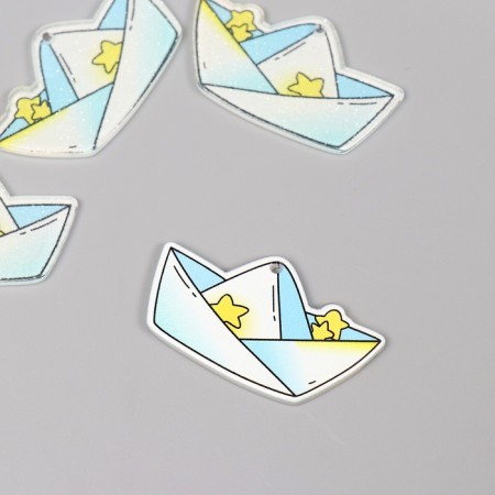 Decor for the work of acrylic bilateral "paper boat" shine 3.4x2.9x0.2 cm-1