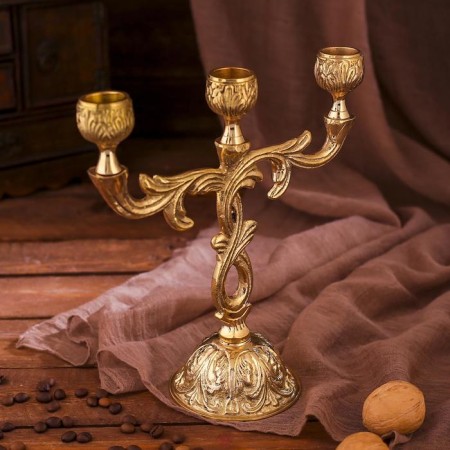 Brass Brass for 3 candles "curls" 21x8.5x19.5 cm-3
