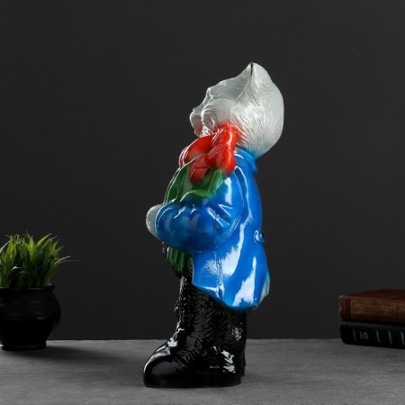 Pig a piggy bank "Cat large with tulips" gray 20x23x41cm mix-4