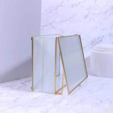 Organizer for storage "Ripples", with a lid, glass, with a mirror -bottom, 1 section, 25 × 17.5 × 8.5 cm, the color is transparent/copper-6