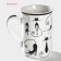 Porcelain share mug "Black Cat", 300 ml, white color
