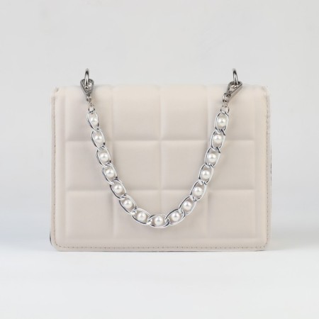 A chain with pearls for a bag, with carbines, iron, d = 8 mm, 30 cm, silver color-3
