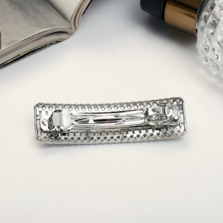 Hair hairpin "Briana" straight, 6.5 cm, silver-1