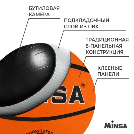 Basketball ball minsa, PVC, glued, 8 panels, p. 7-2