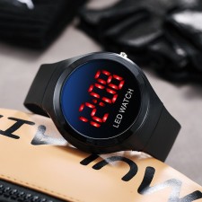 Men's washing watches, d-4.3 cm, silicone strap 23.5 cm, black