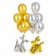 A set of balls "inflatable dogs", gold, silver, latex, foil, 12 pcs.