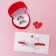 Love bracelet, red color in black silver, 7 cm