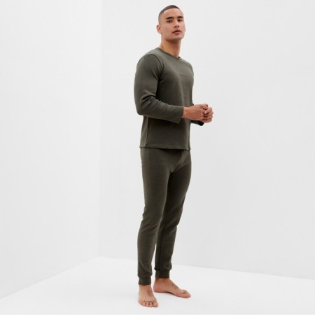 Set of men's thermo (longshit, trousers) minku color khaki, river 48-7