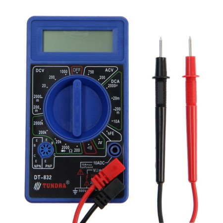 Tundra multimeter, DT-832, ACV/DCV, DCA, 200-2mω, call-6