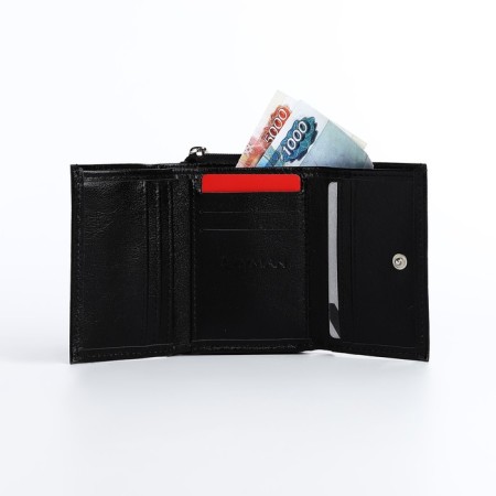 Women's wallet on the button, black color-4