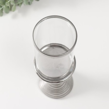 Ceramics candlestick, glass for 1 candle "Poster. Zebra" d = 7.5 cm silver 9.5x9.5x29 cm-2