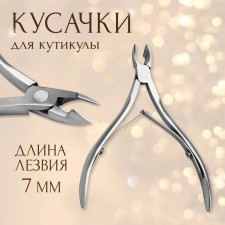 Manicure nippers for cuticle, double spring, 10 cm, blade length - 7 mm, on the blist, silver color