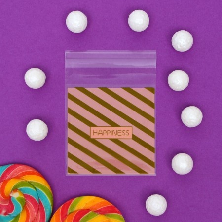 BOPP package with sticky tape, "stripes", 7*7+3cm-2