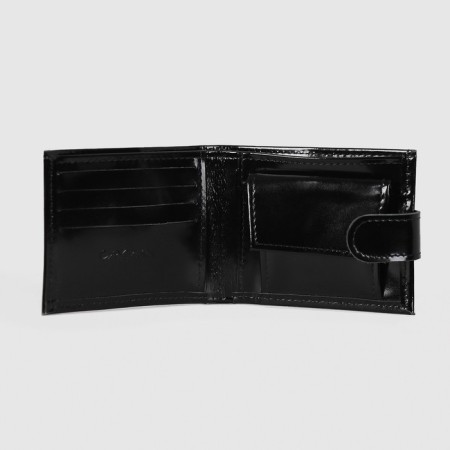 Male purse on a button, for bills, for cards, for coins, black color-2