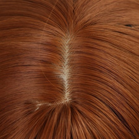 Artificial wig, with a bang, imitation of the skin, 30 cm, red color-5