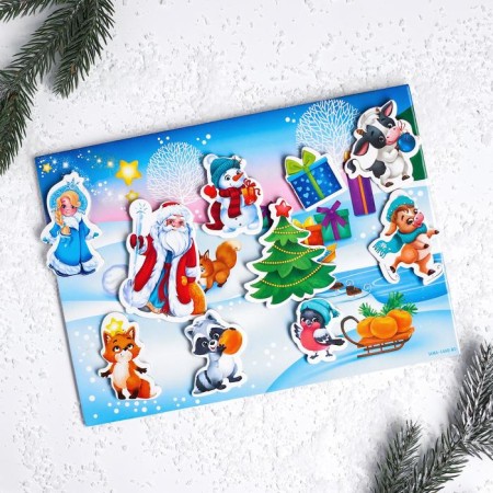 New Year's puzzle with Velcro "New Year! Holiday in the forest "