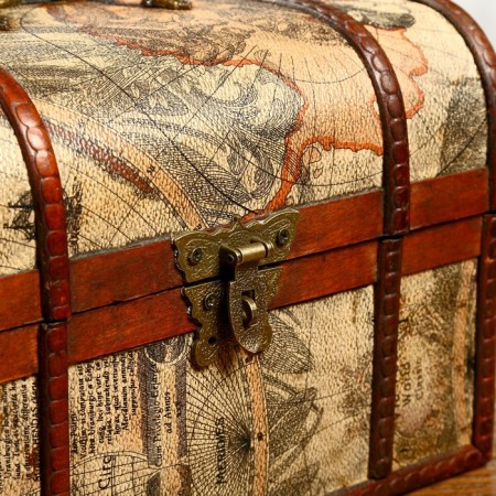 Casket Wood Elevated "Traveler Map" chest MIX 15x22x15.5 cm-2